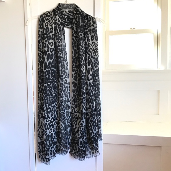 Leopard Print Scarf Wrap Shawl Oversized New Black Gray Woman Within - Picture 2 of 13